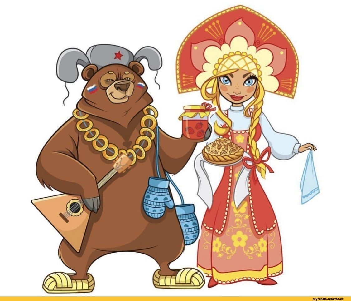 Медведь на велосипеде с балалайкой