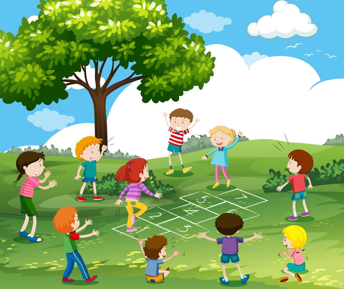 Дети на прогулке мультяшные