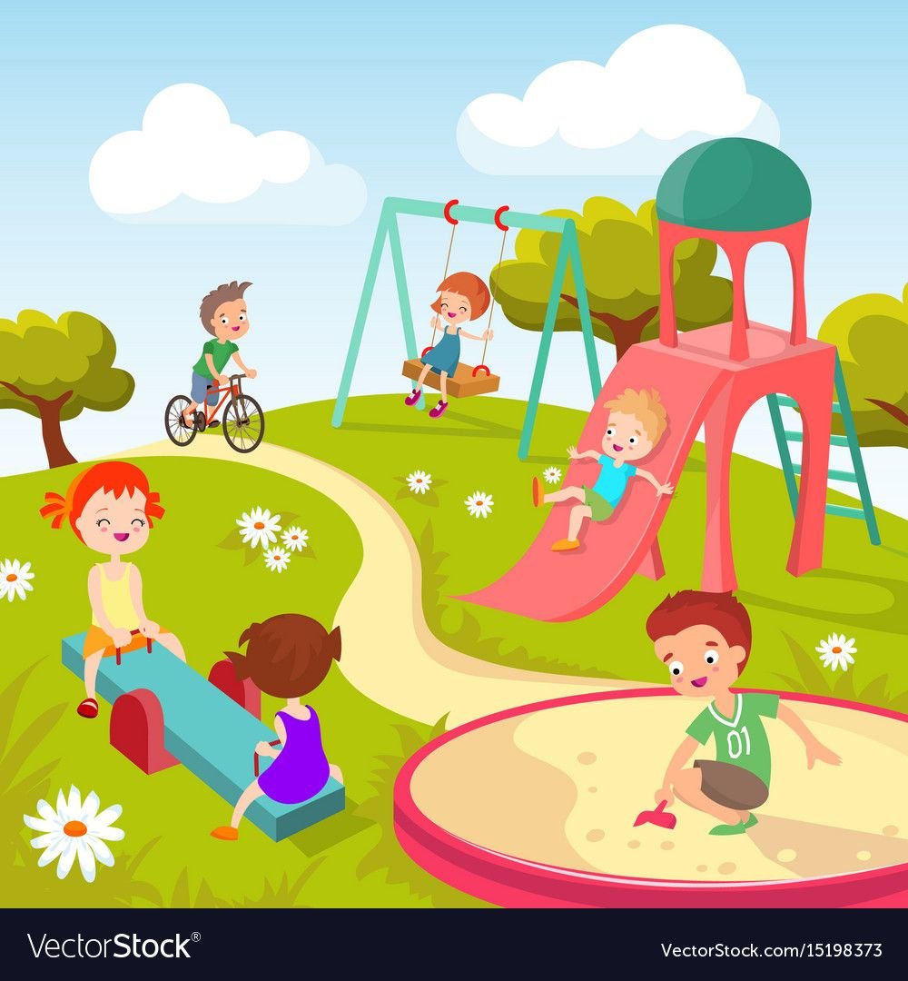 Мультяшные дети на детской площадке