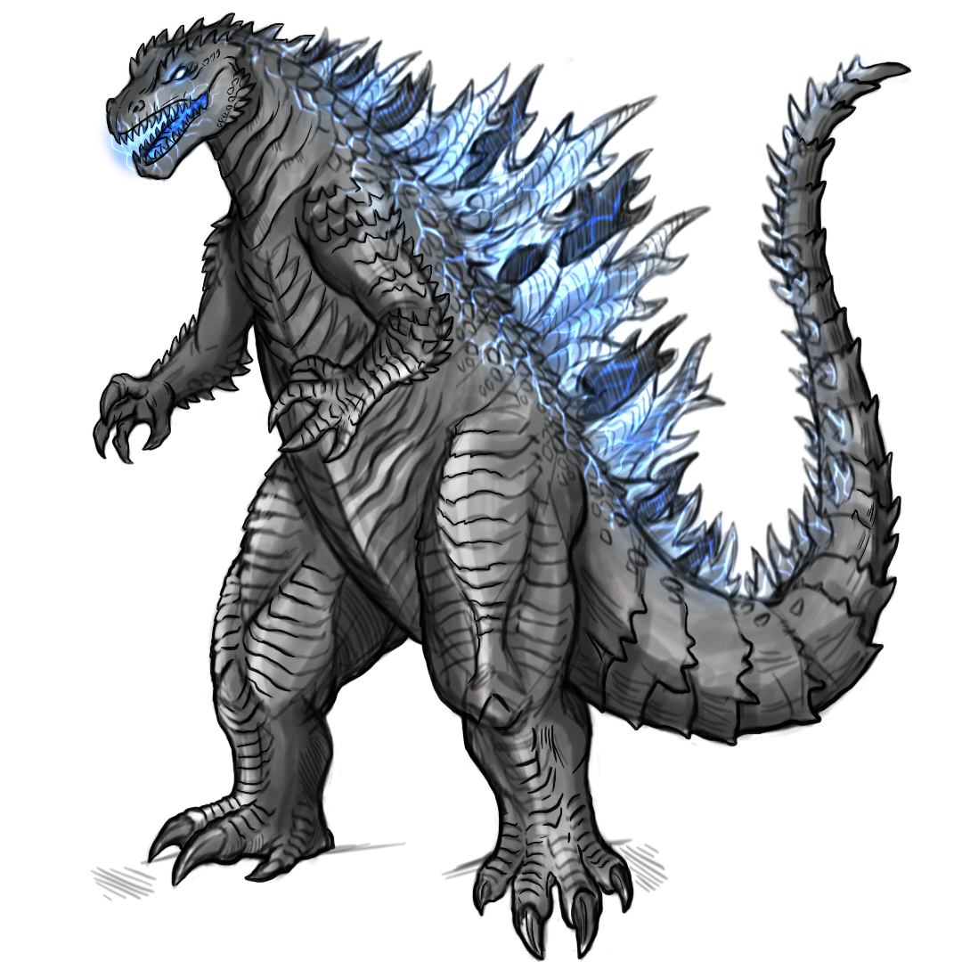 Годзилла на темном фоне