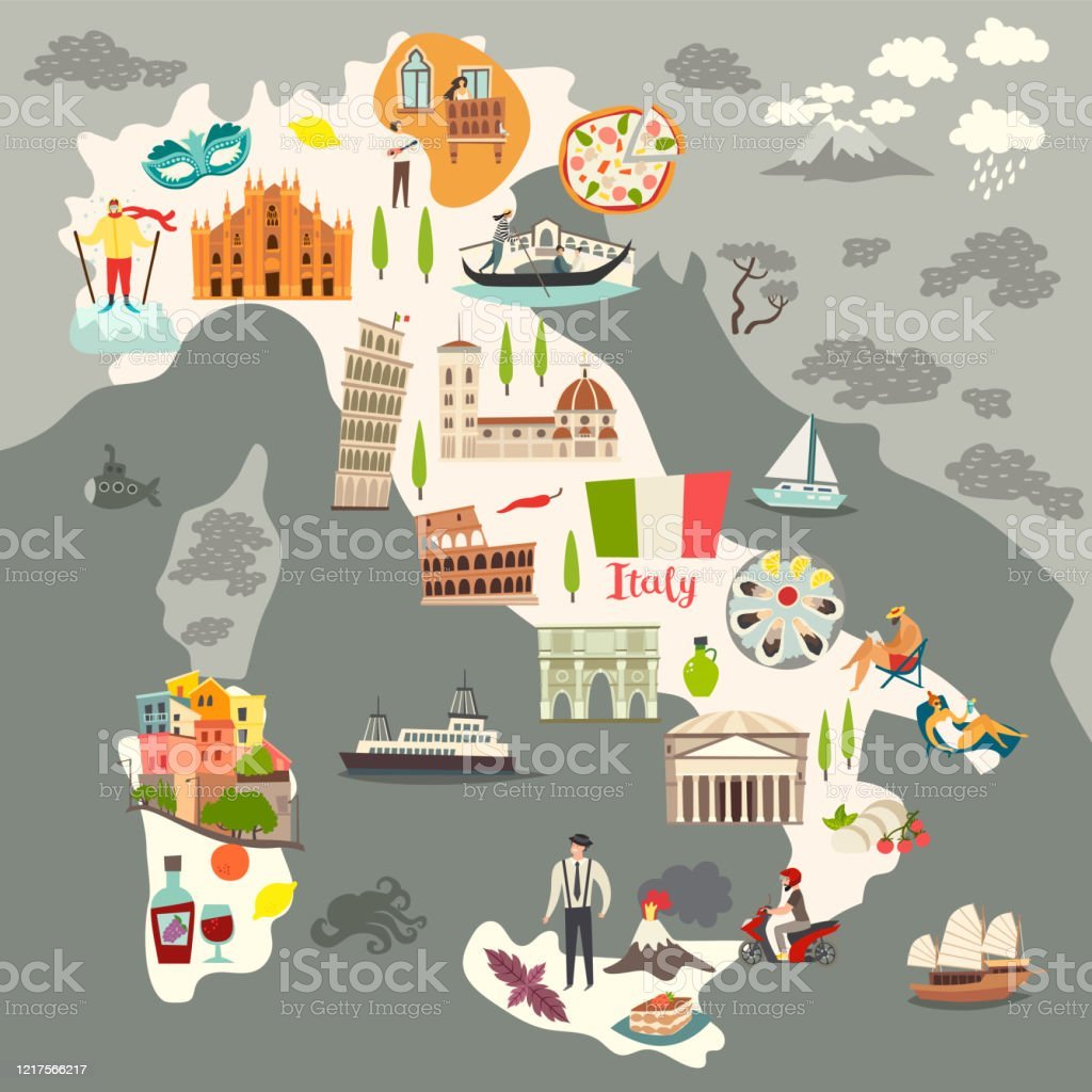 Карта Италии Illustrator