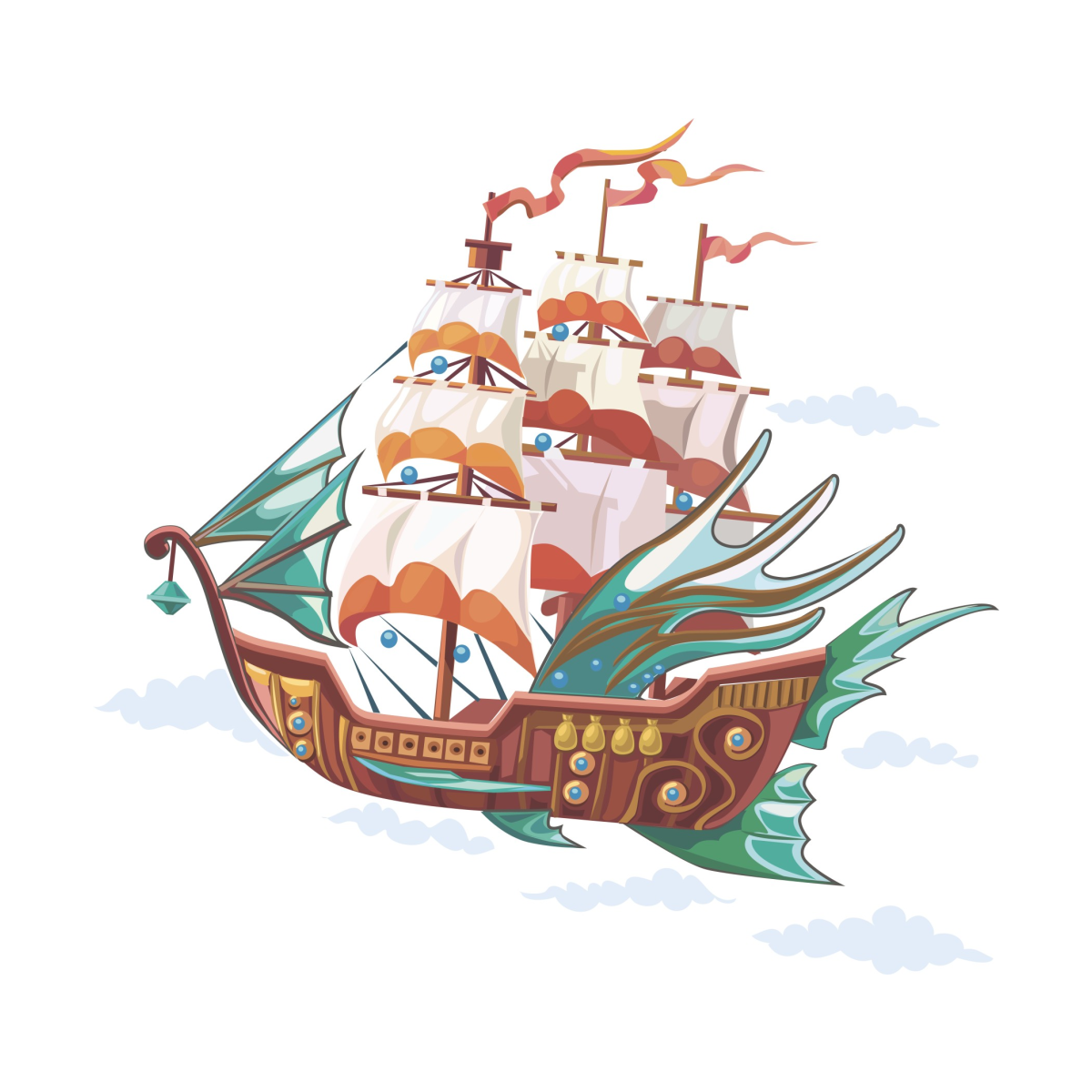 Летучий корабль в небе