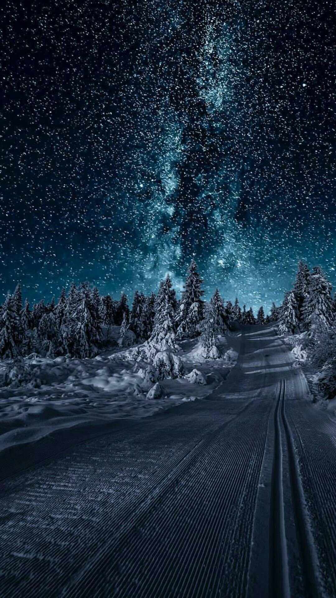 Зимняя аллея с фонарями