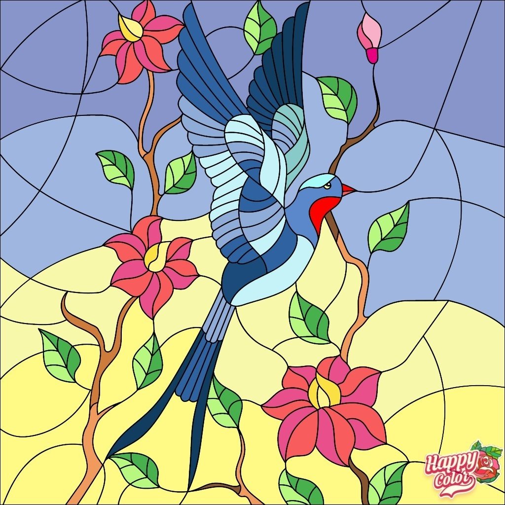 Витраж с цветочным орнаментом