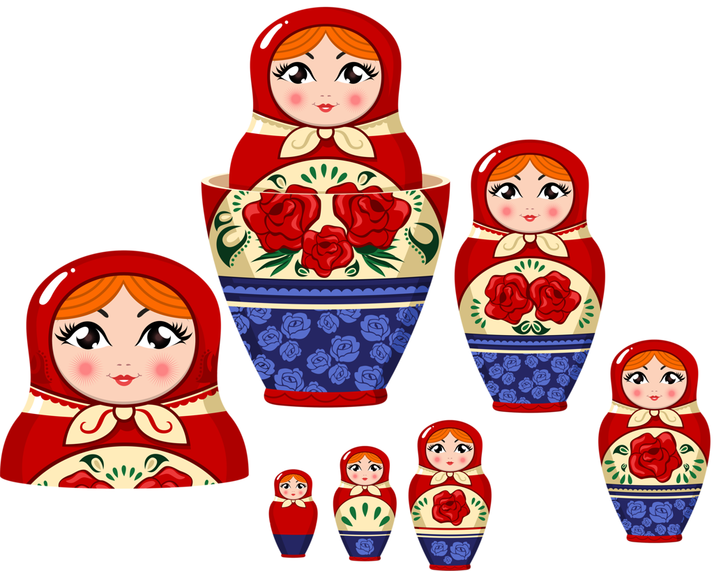 Матрешки для печати разноцветные