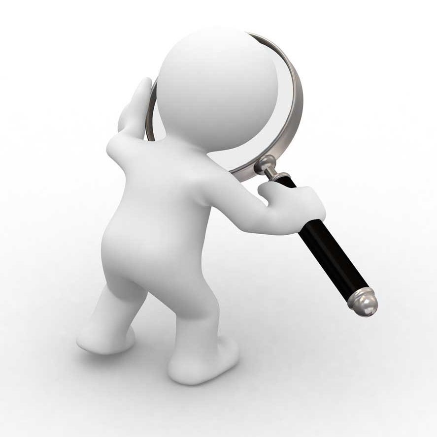 Зеленый человечек с лупой