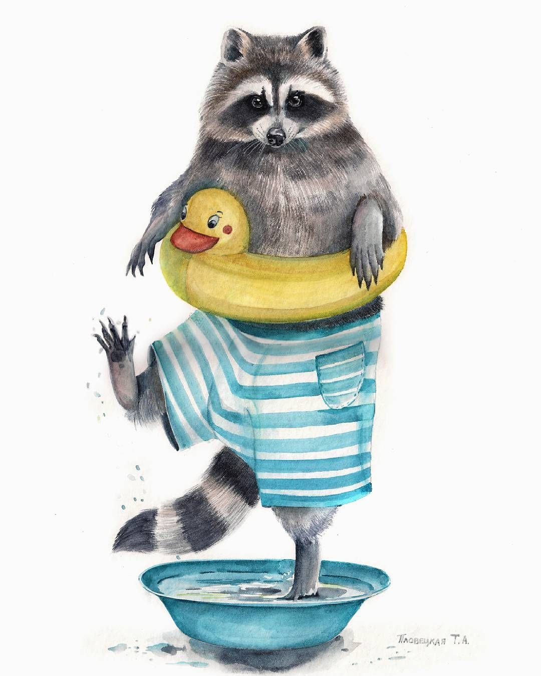 Енот с цветами