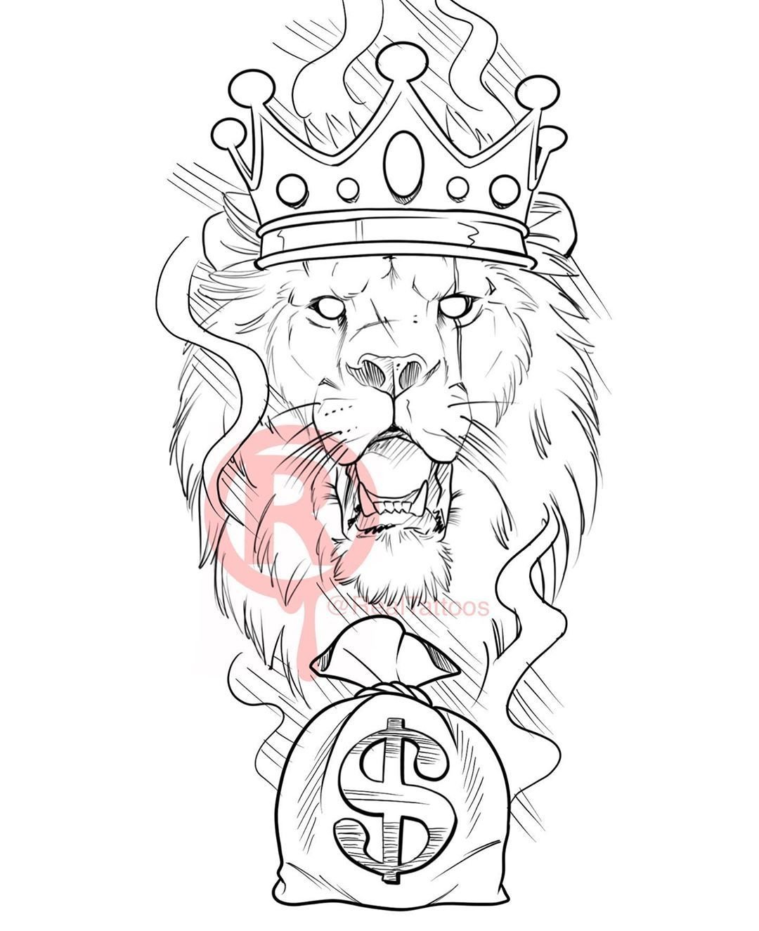 Лев с короной эскиз