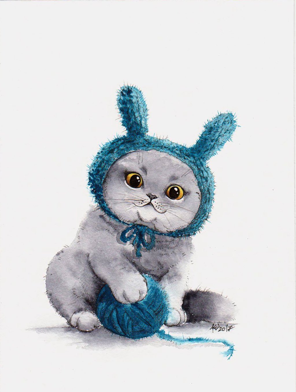 Милые рисунки котиков в шапочках