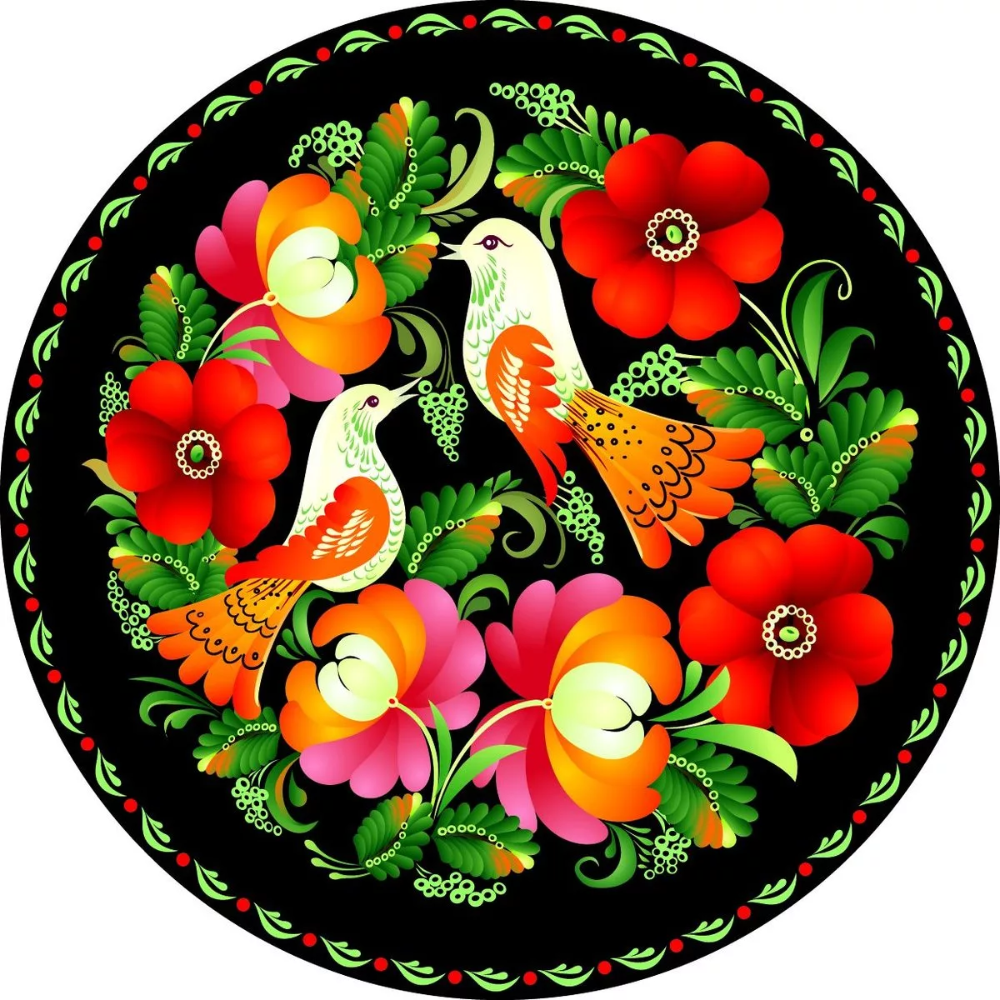 Росписи Городецкая Жостовская Хохломская поднос