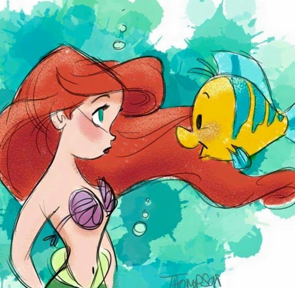 Ариэль и рыбка Флаундер