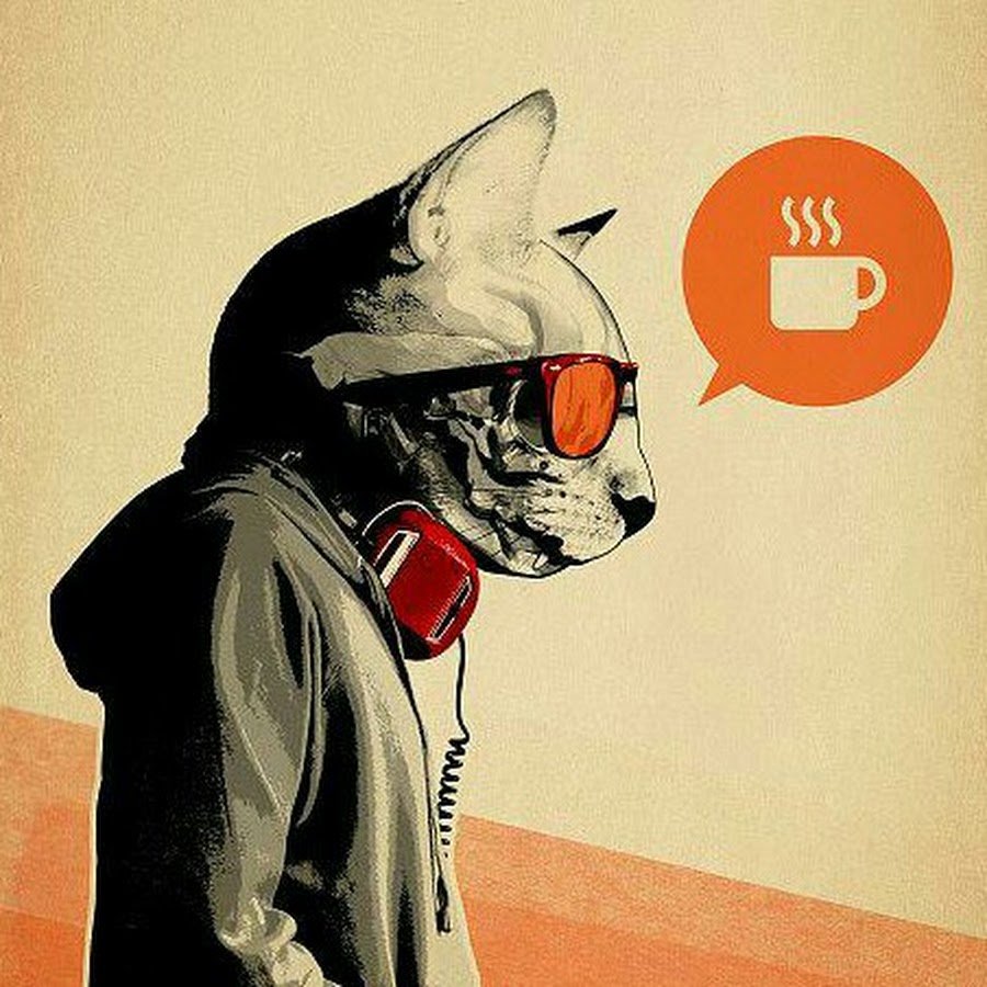 Кот в очках с наушниками