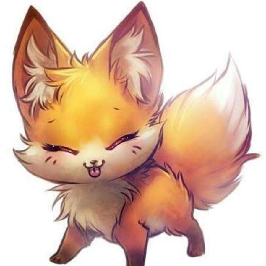 Чиби животные Каваи лиса ночь