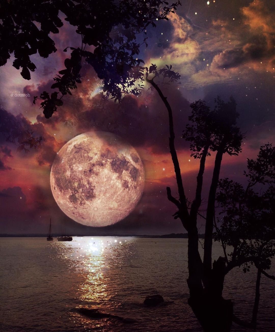 Озеро в лунном свете