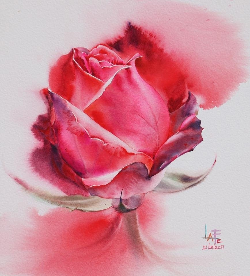 Розы... Художник - акварелист la Fe, Тайланд.
