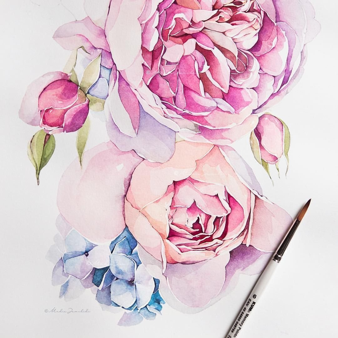 Акварельные цветы эскиз