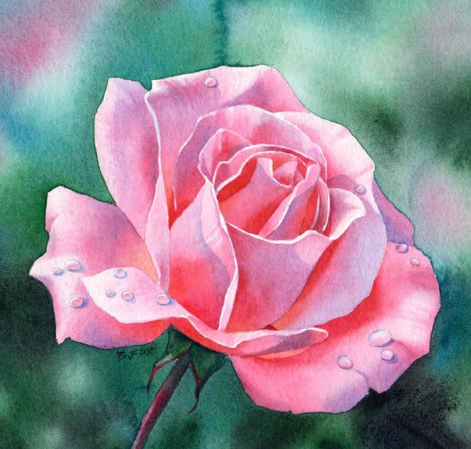 Розы гуашью