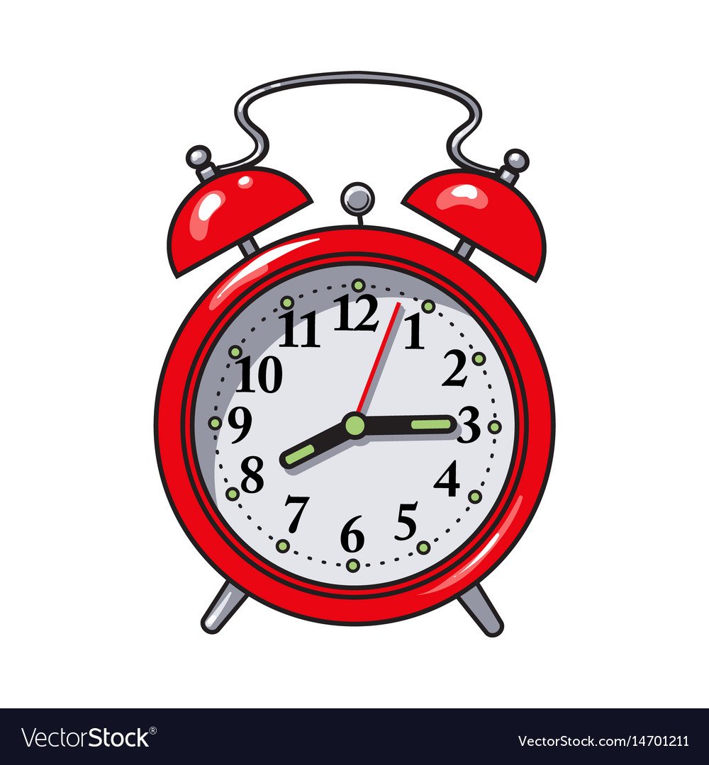 Будильник красный нарисованный