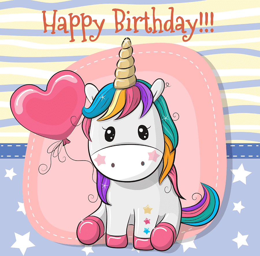 С днём рождения девочке с единорогом