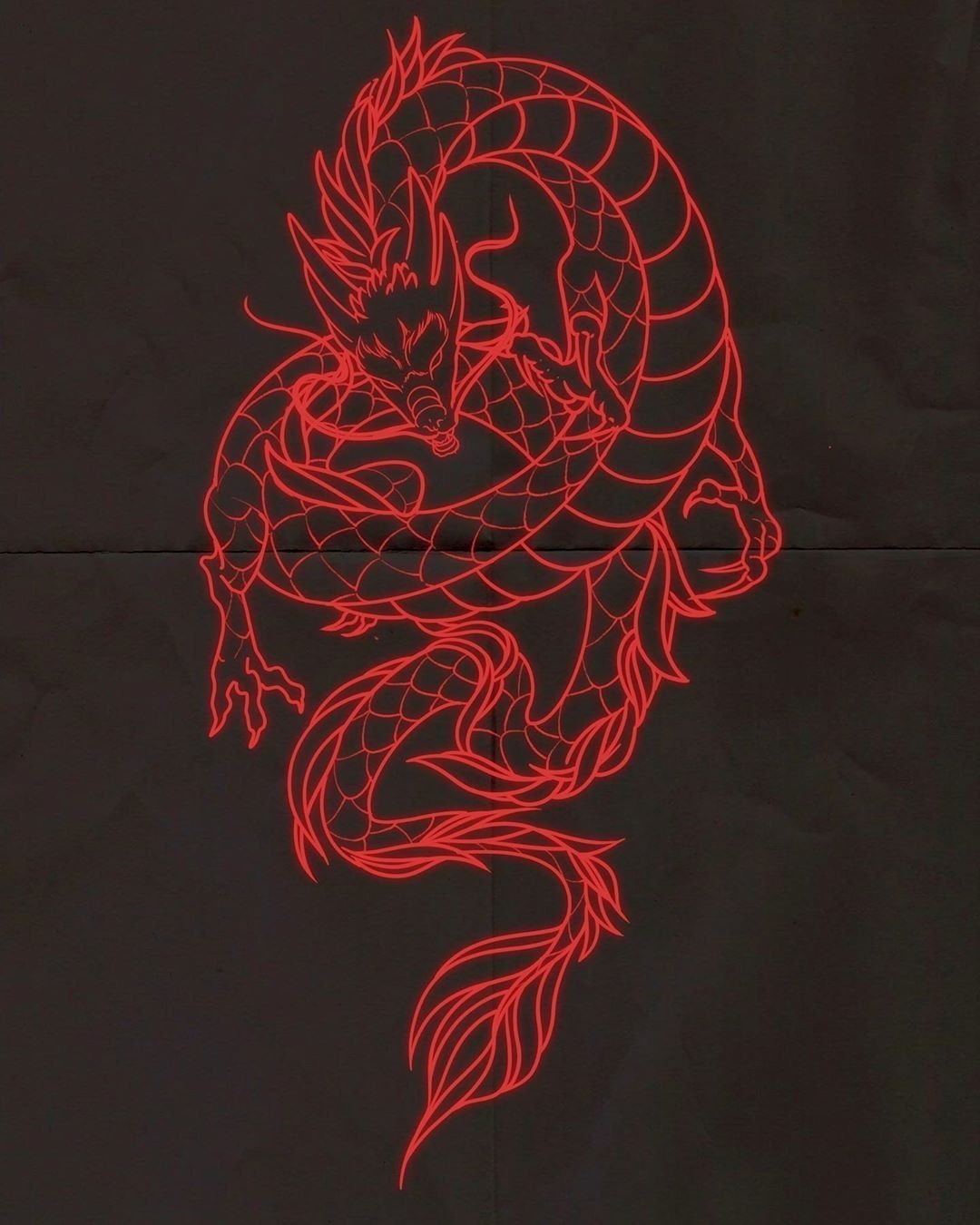 Красный дракон тату