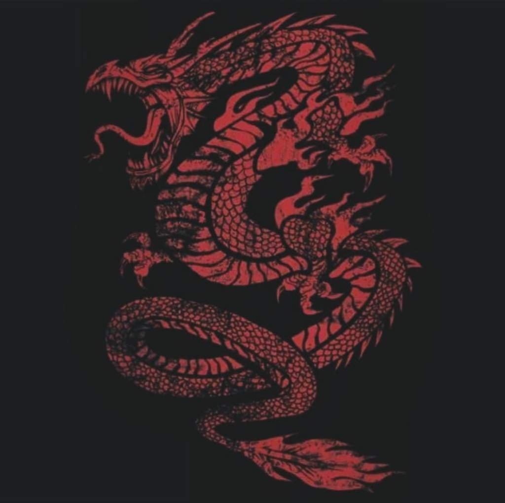 Китайский дракон на черном фоне