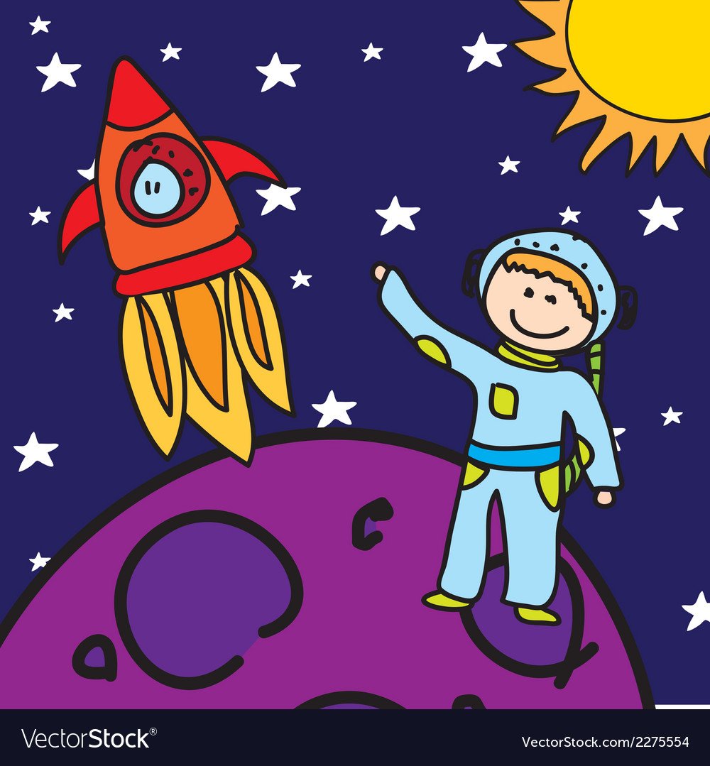 Космонавт и звезды для детей