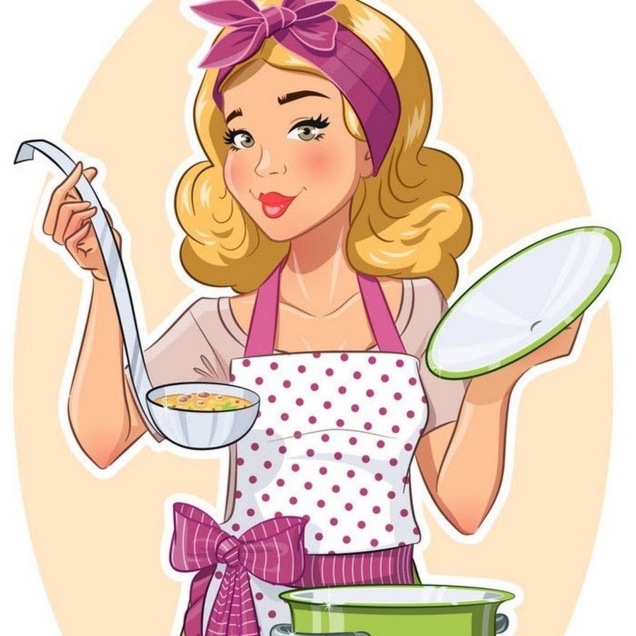 Рисования женщина на кухне