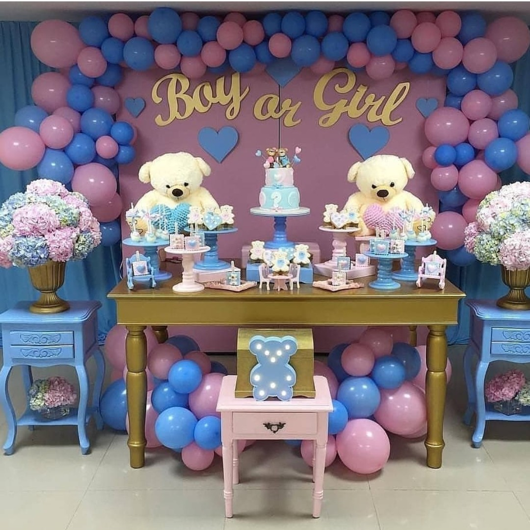 Украшение стола на гендер пати