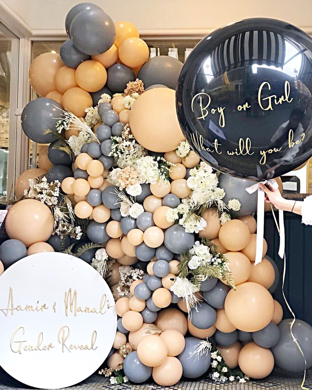 Украшение стола на гендер пати