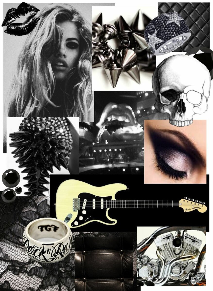 Мудборд в стиле глэм рок