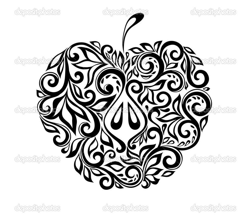 Трафарет яблока для раскрашивания