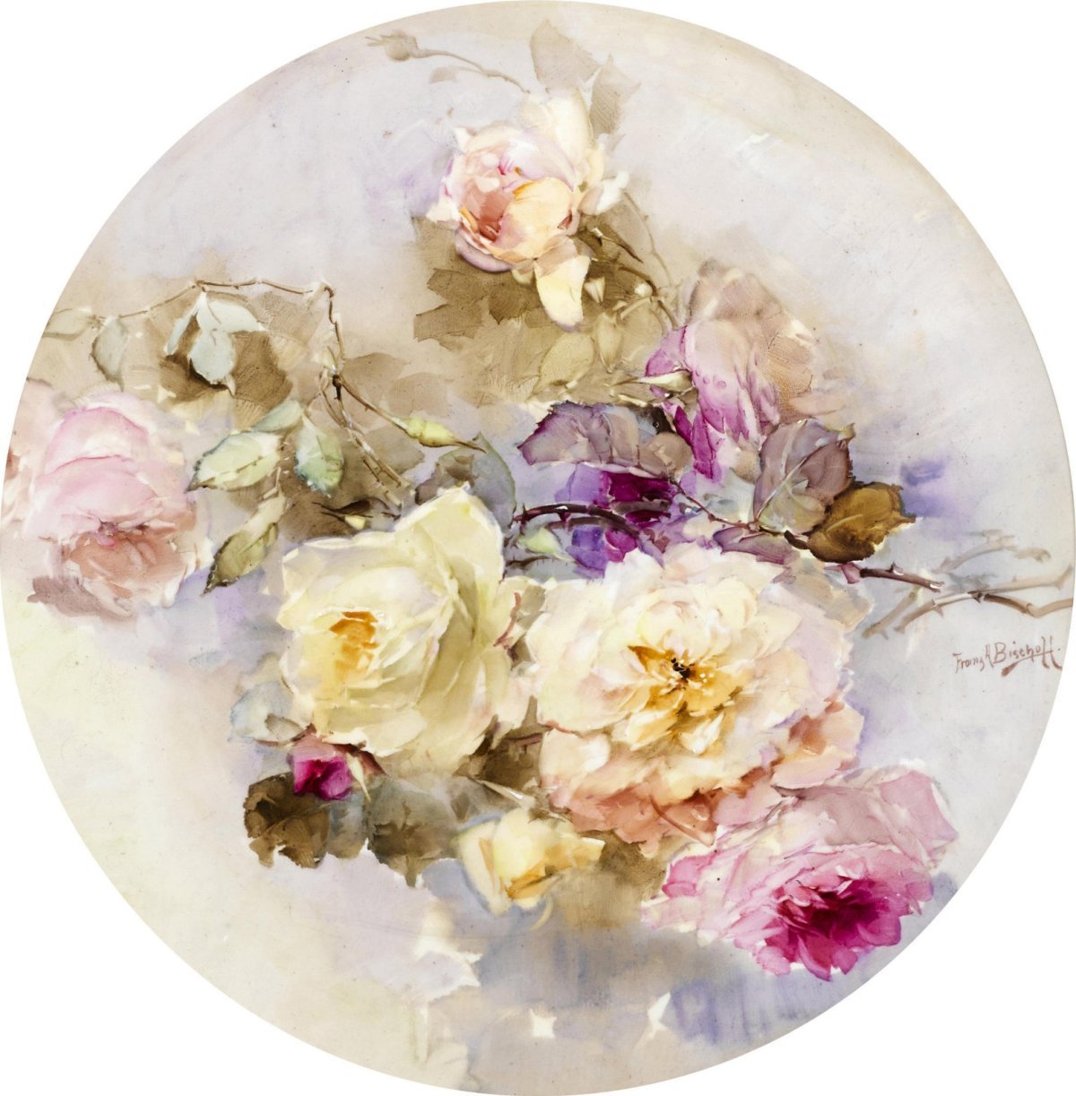 Цветы в круглой раме