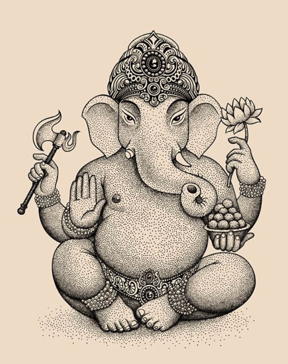 Ганеша черно-белый