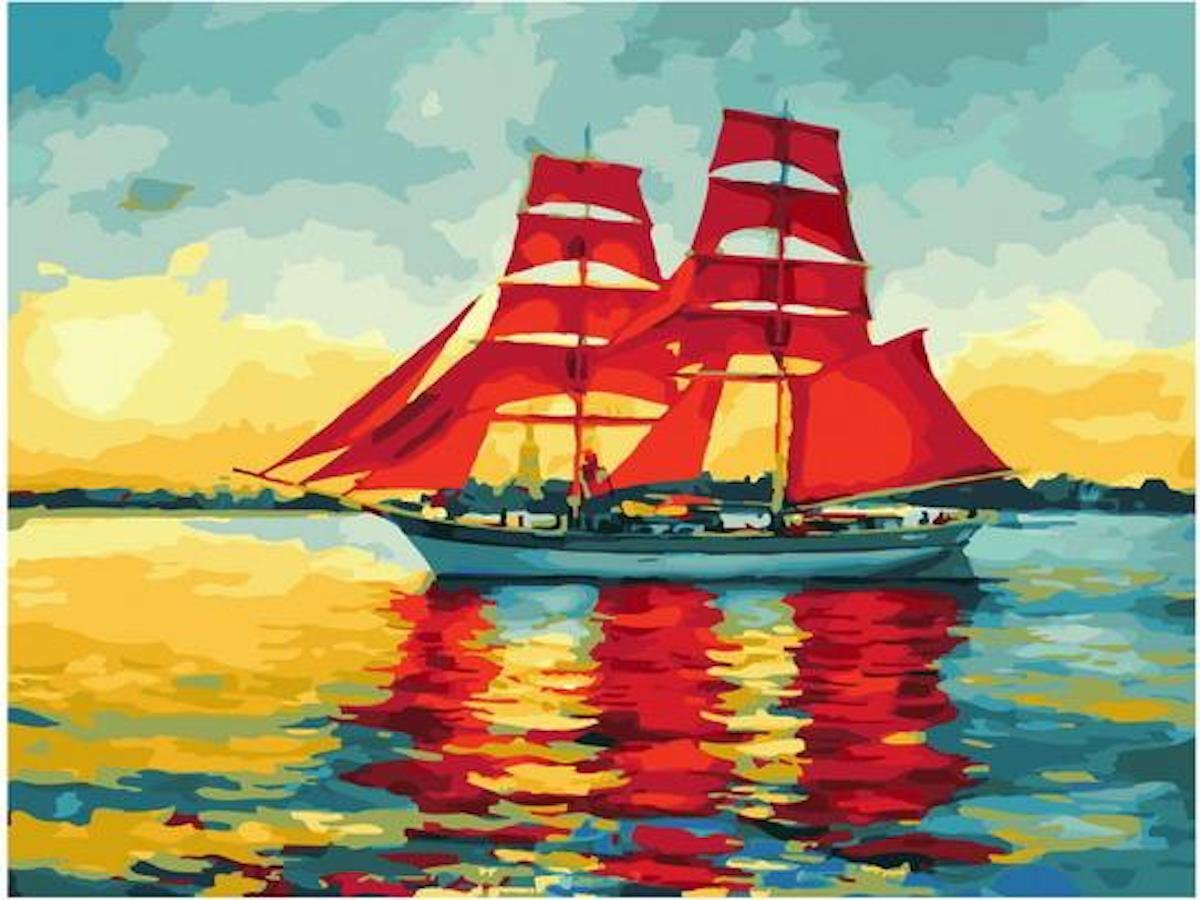 Парусная лодка арт