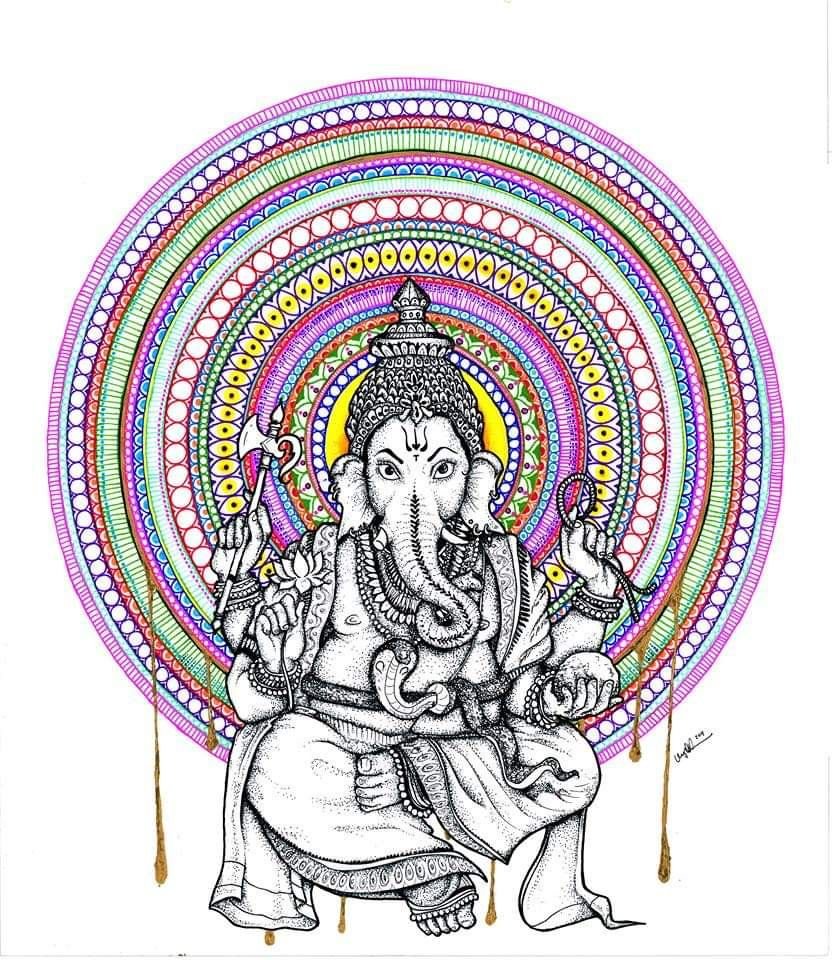 Ганеша индийский Бог Мандала
