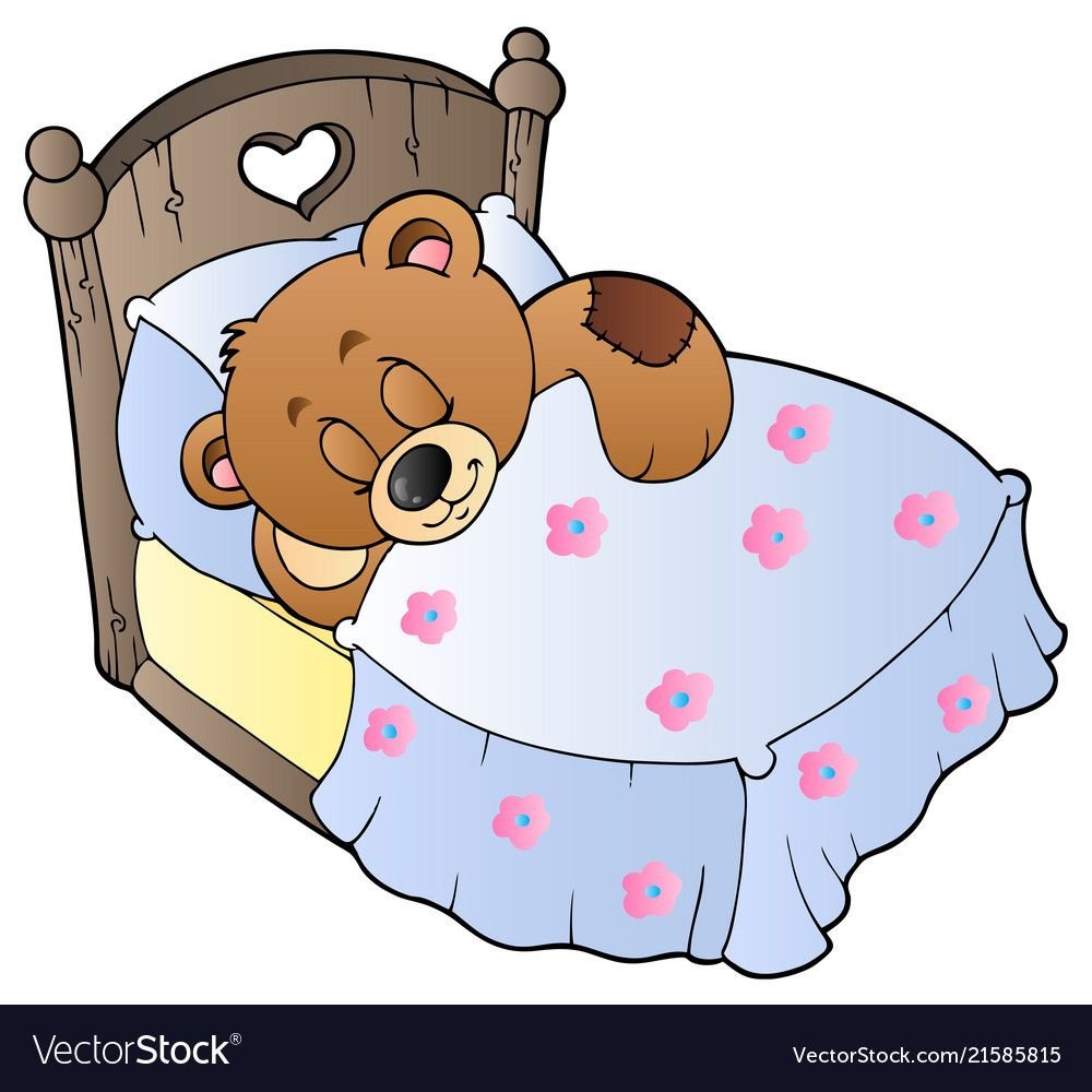 Медвежонок спит в кроватке