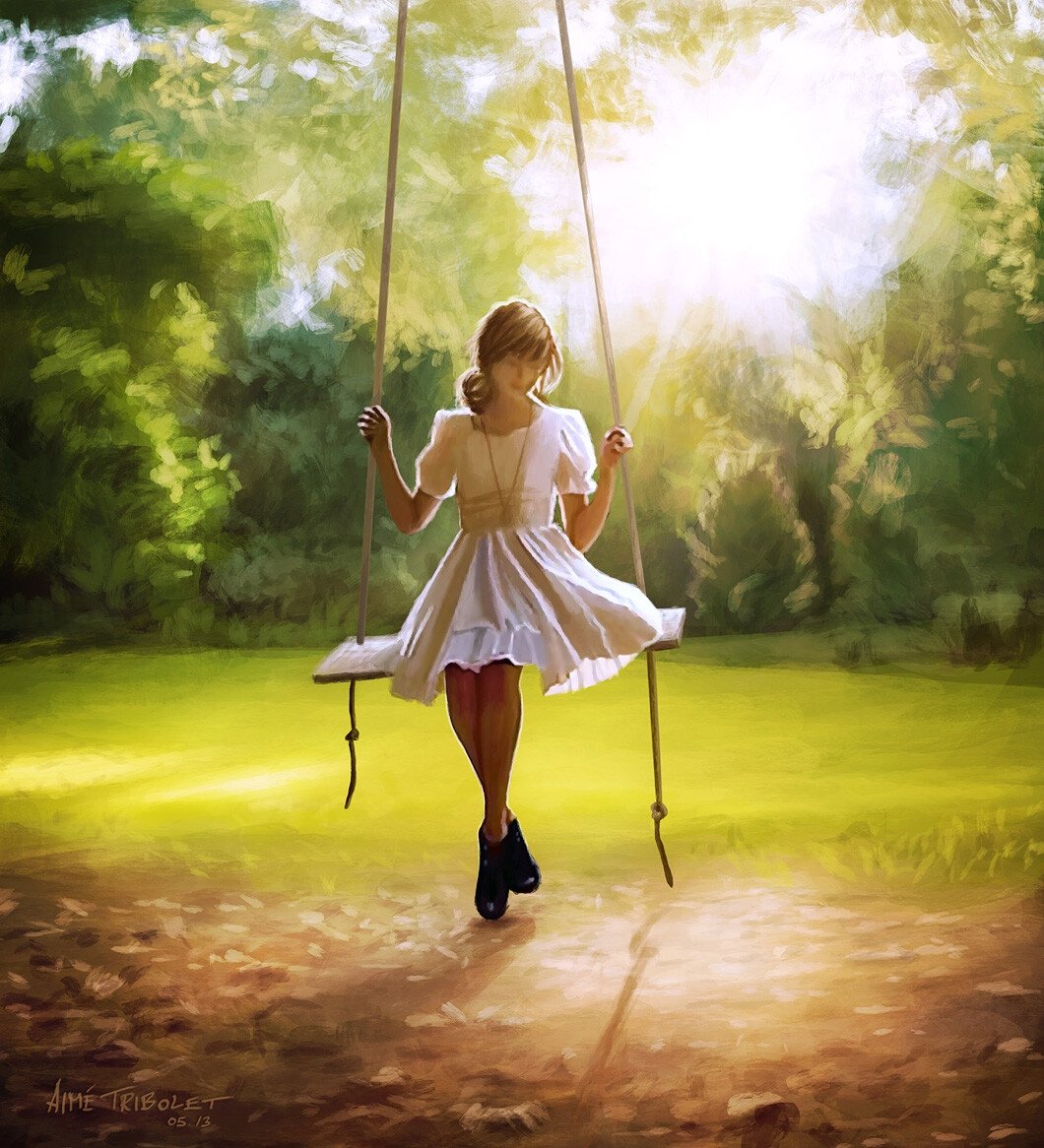 Девочка на качелях