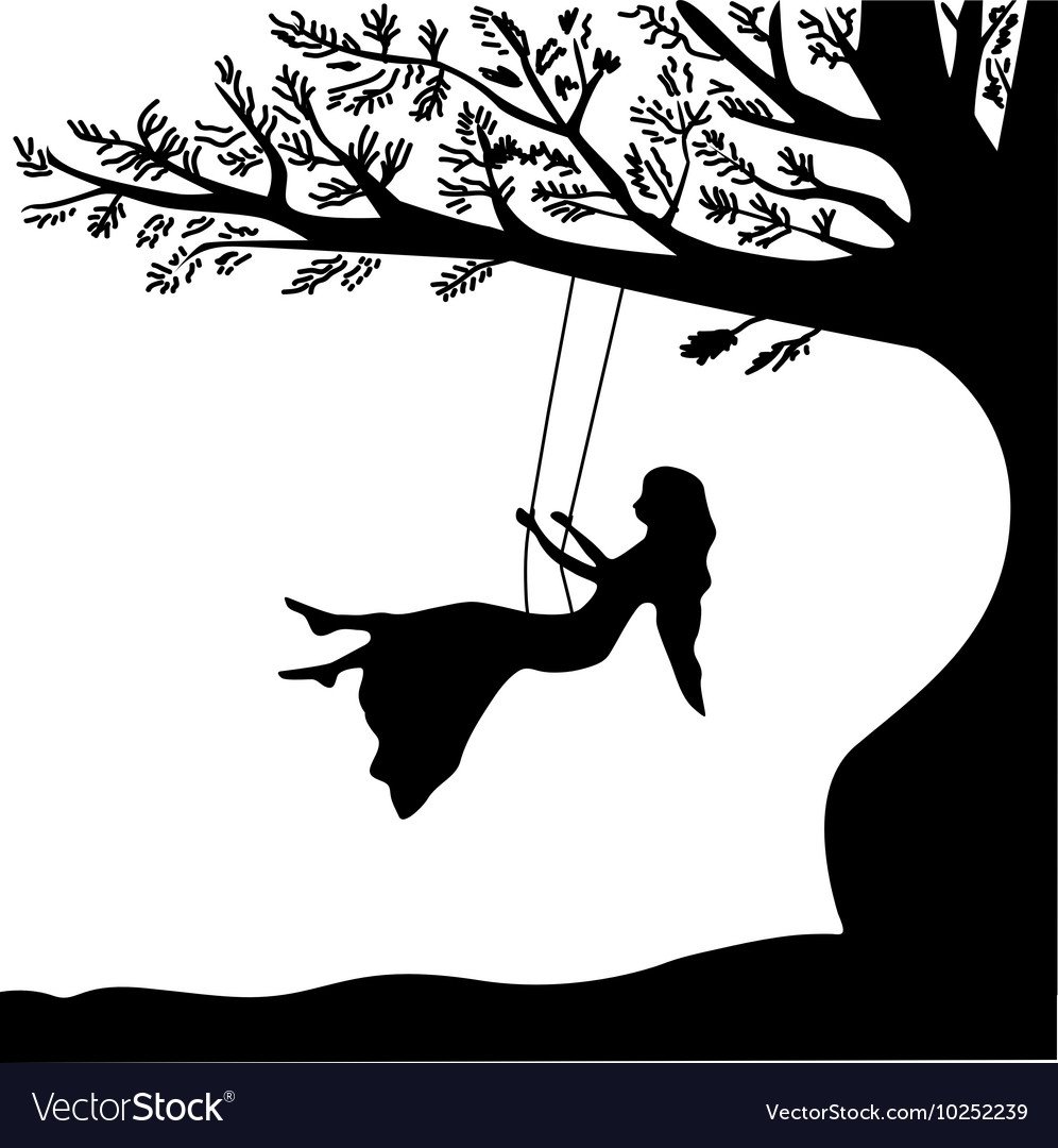 Трафарет девочки с деревом