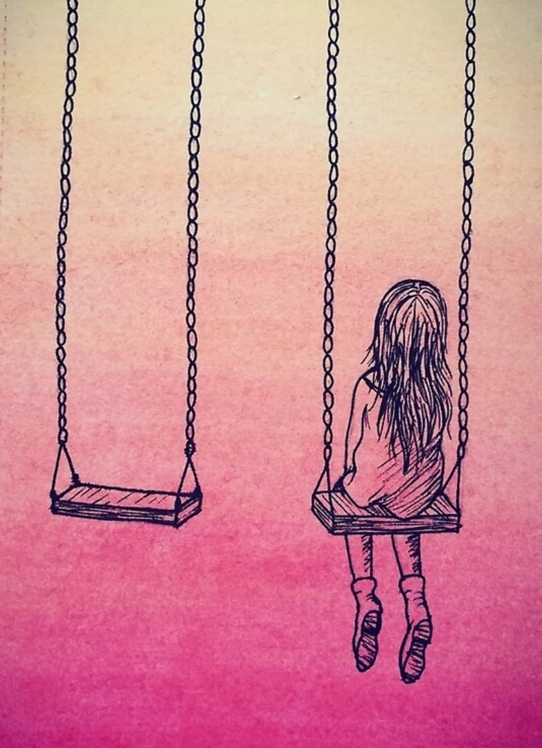 Нарисовать девочку на качелях