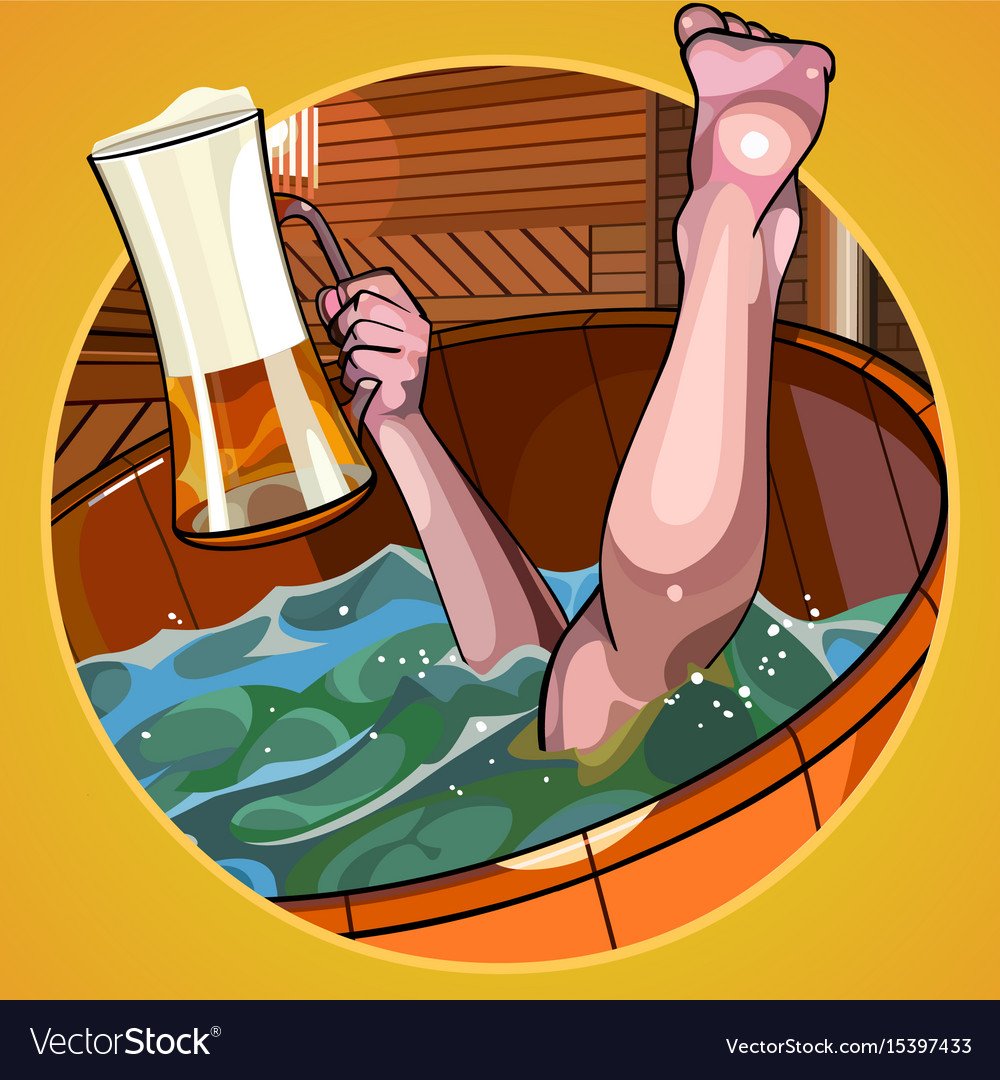 Шарж в бане с пивом