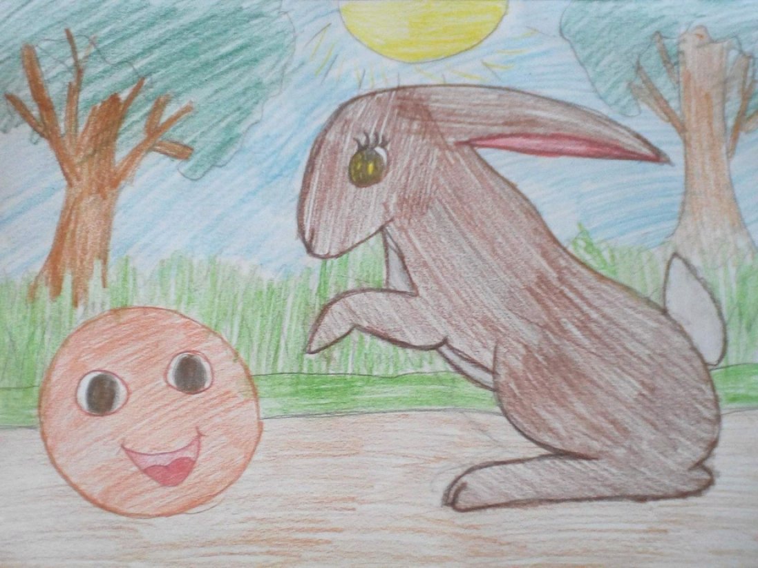 Колобок рисунок детский