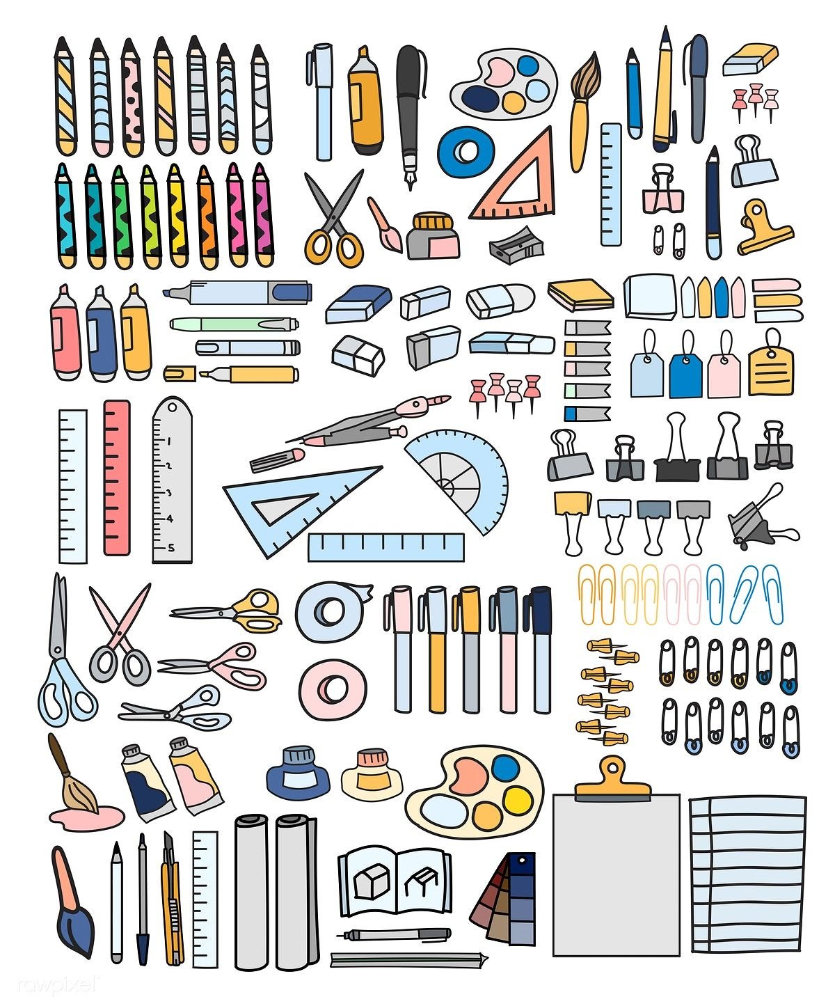 Канцелярия рисунки для наклеек