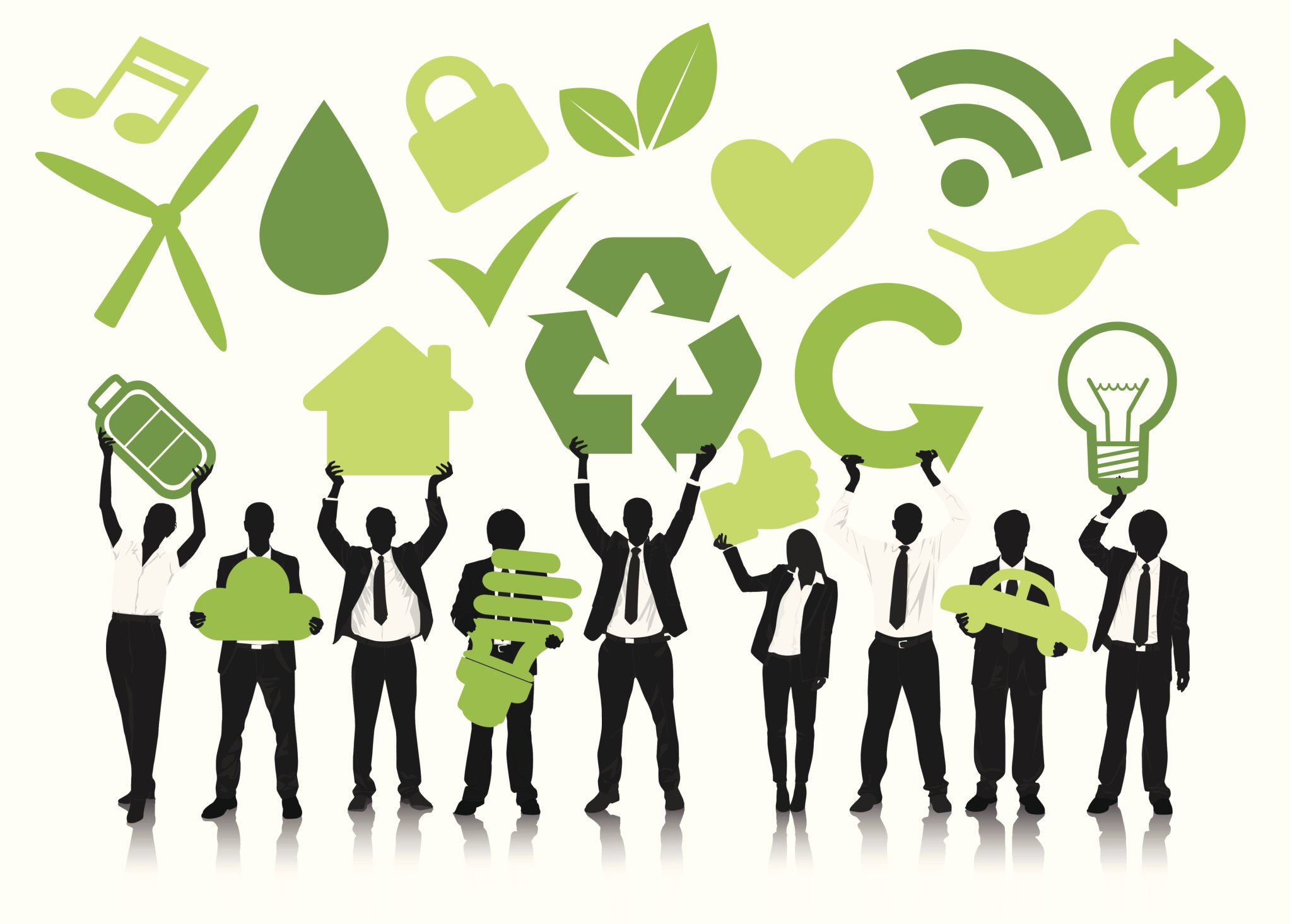Consumer society. Значок экологии. Экологичный бизнес. Маркетинг иллюстрация в зеленых тонах. Зеленый менеджмент.