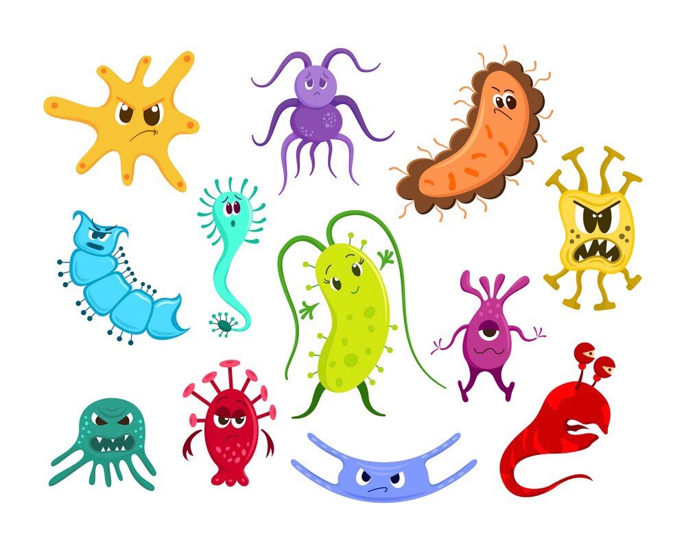 Мультяшные бактерии и вирусы