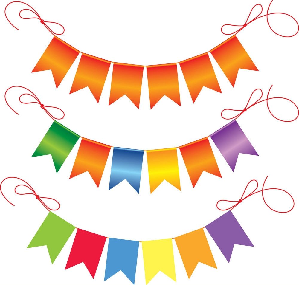 Праздничные флажки рисование