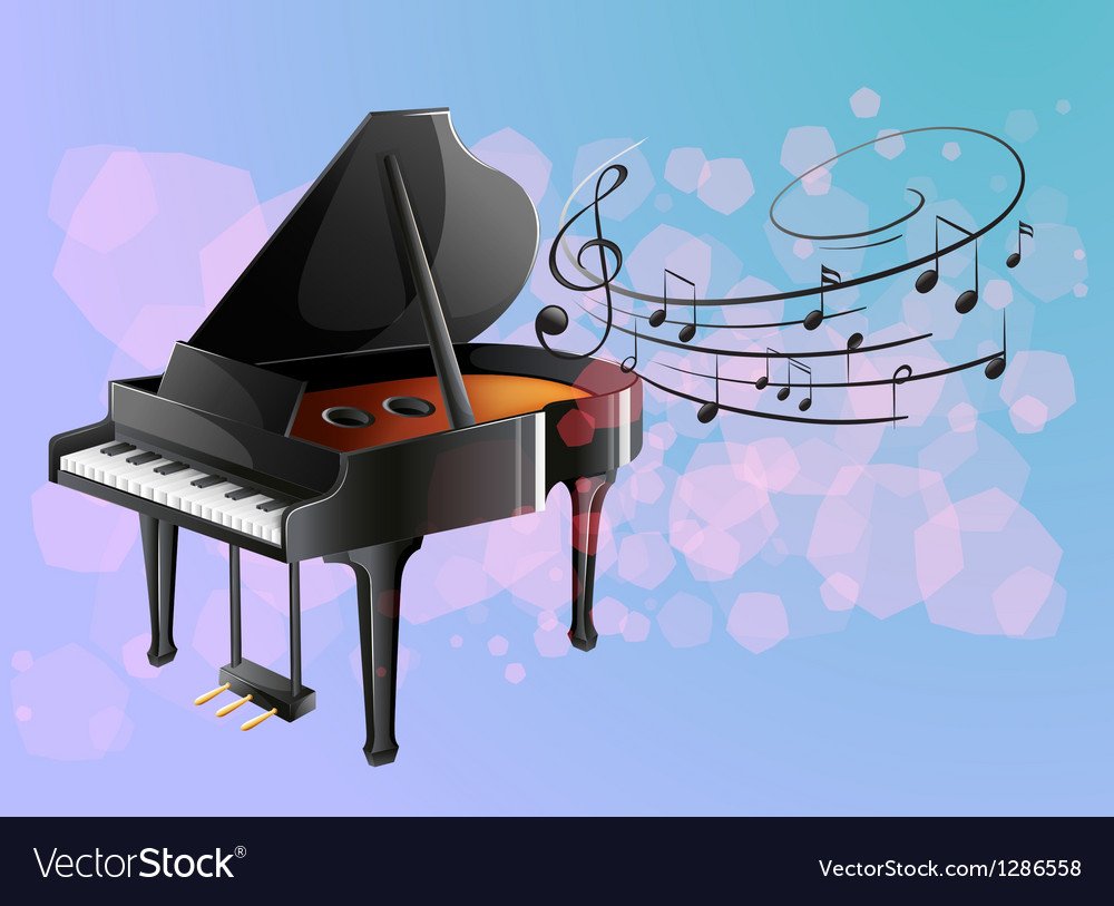 Рояль с вылетающими нотками