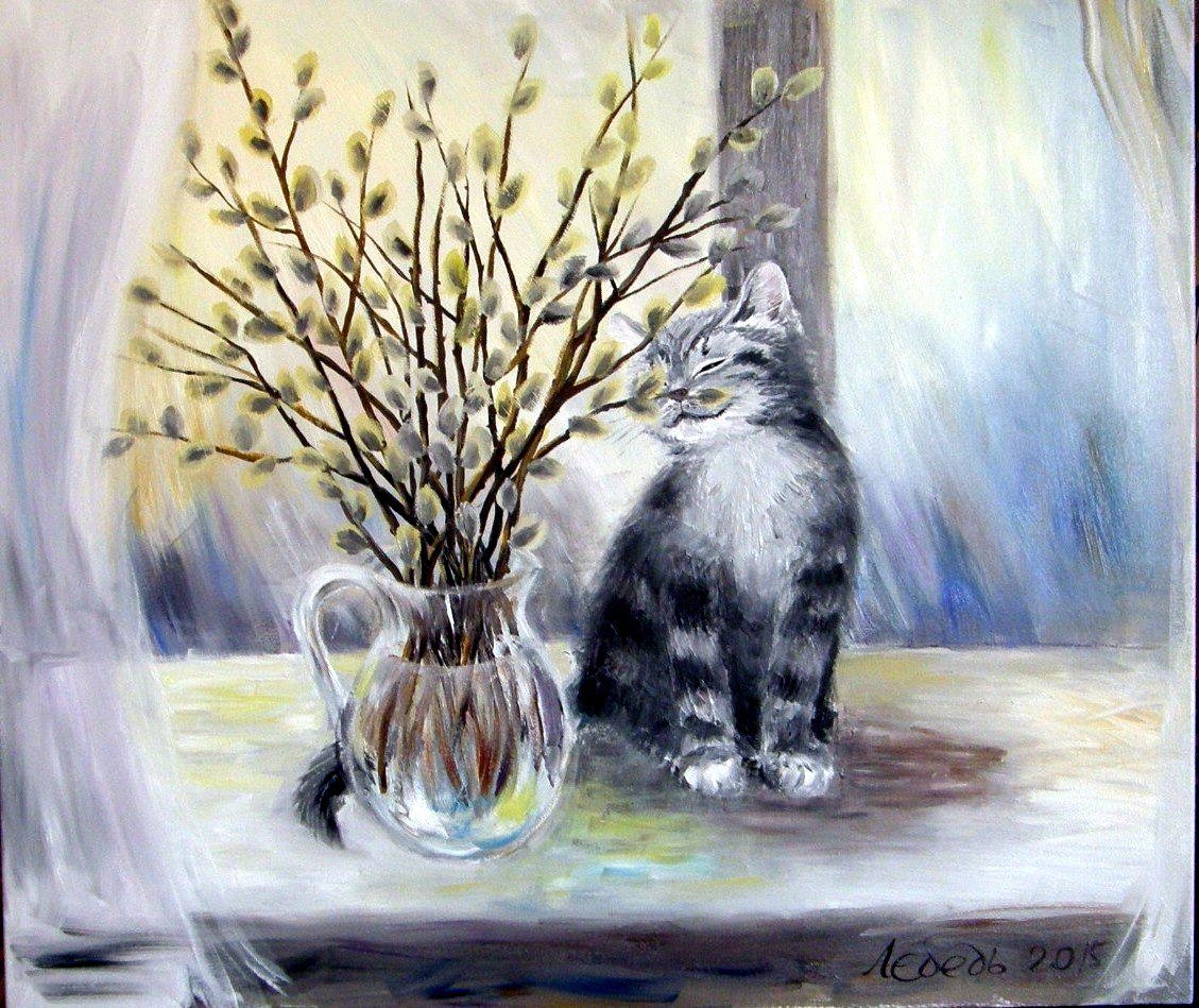 Пейзаж с вербой