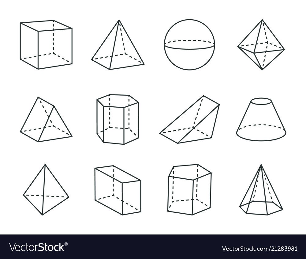 Рисование геометрических тел (Призма, пирамида, куб).