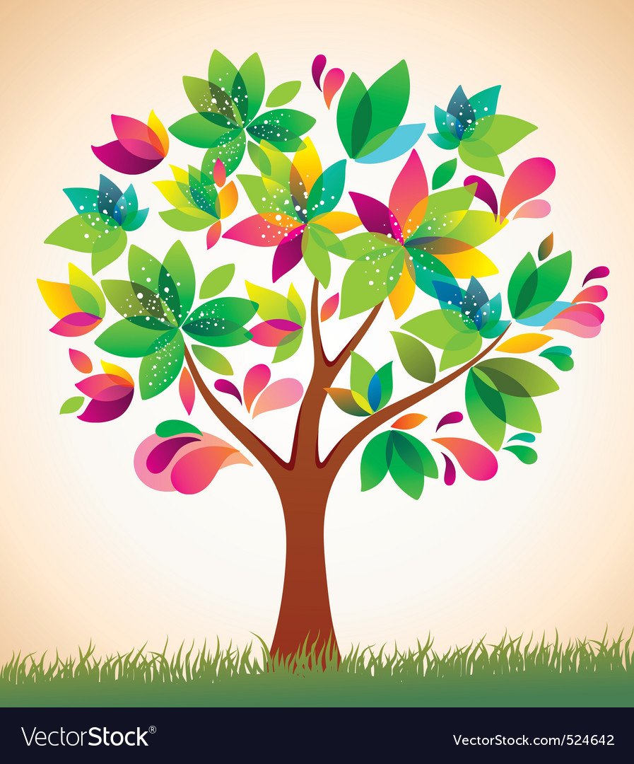 Мультяшное дерево разноцветное