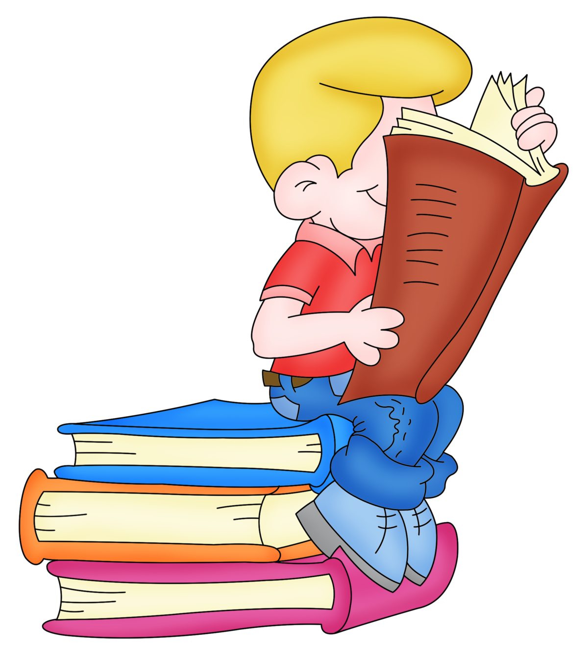 Дети читают книги на прозрачном фоне